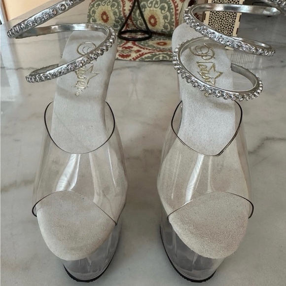 Pleaser Silver Spiral Platform Heels New Size 5 - Picture 4 of 7